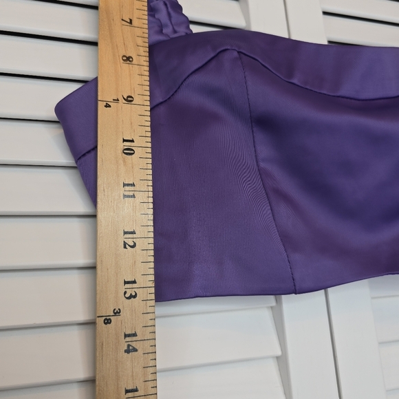 BLUE BLUSH Purple Block Him Satin Crop Top Size Small Bustier Y2K Party Bralette - Picture 9 of 11